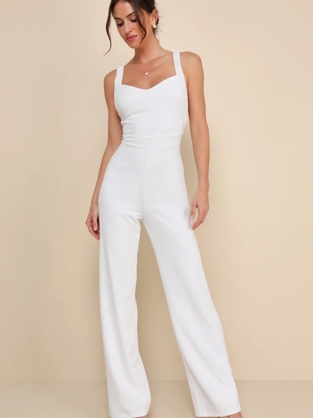 Lulu's White Sleeveless Wide-Leg Jumpsuit